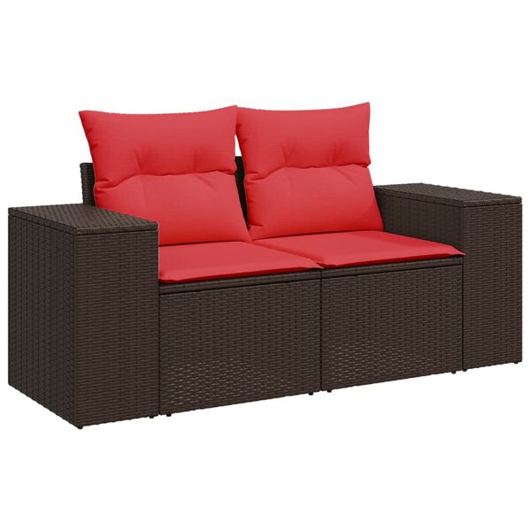 vidaXL 4-teiliges Gartensofa-Set mit Kissen, braun, Polyrattan