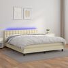 vidaXL Boxspringbett mit Matratze & LED Creme 180x200 cm Kunstleder