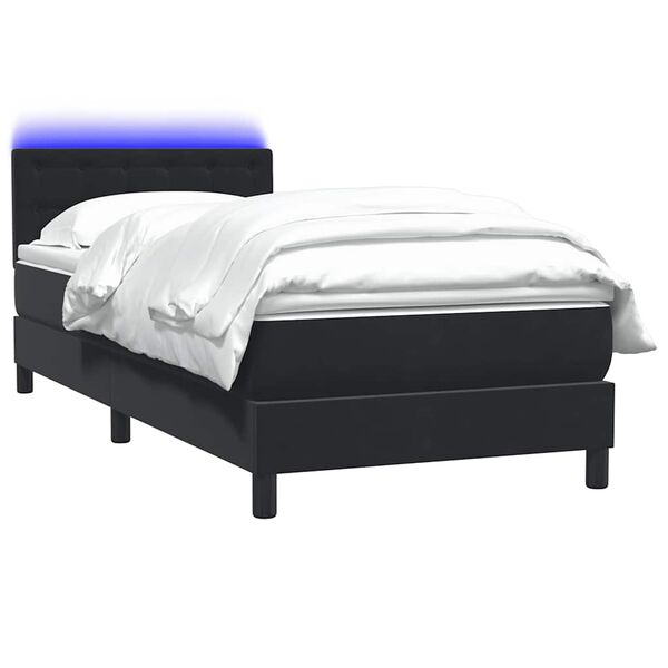 vidaXL Boxspringbett mit Matratze & LED Schwarz 90x210 cm Samt