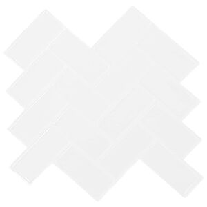 vidaXL Fischgr&auml;tenfliese 10 pcs Wei&szlig; 30 x 30 cm Polyurethan und PET