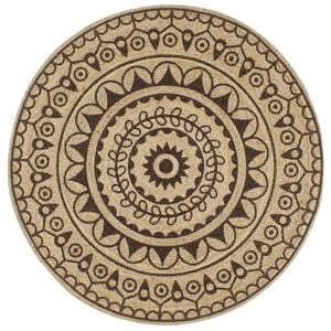 vidaXL Teppich Handgefertigt Jute mit Dunkelbraunem Aufdruck 90 cm