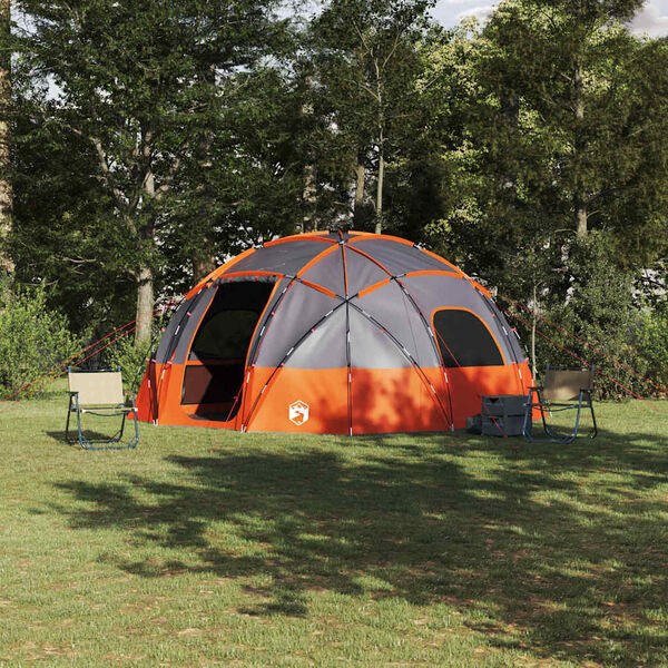 vidaXL Campingzelt Grau und Orange 475 x 475 x 235 cm Polyester