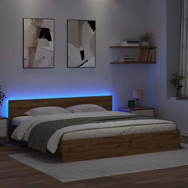 vidaXL Bettrahmen Artisan-Eiche 200 x 200 cm Holzwerkstoff