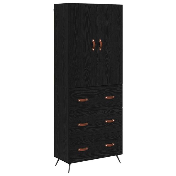 vidaXL Highboard Schwarz Eichen-Optik 69,5 x 34 x 180 cm Holzwerkstoff