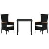 vidaXL Garten Essgruppe 3 pcs Schwarz Pulverbeschichteter Stahl