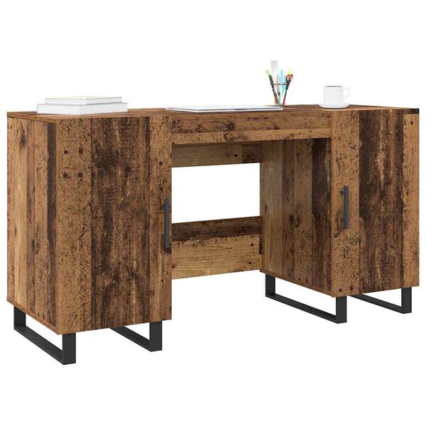 vidaXL Schreibtisch mit Regal Altholz 140 x 50 x 75 cm Holzwerkstoff