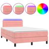 vidaXL Boxspringbett mit Matratze & LED Rosa 120x200 cm Samt