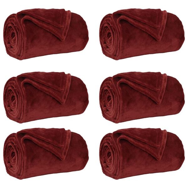 vidaXL Wohndecken 6 pcs Bordeauxrot 220 x 240 cm Fleece