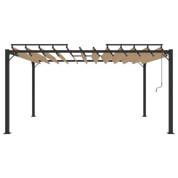 vidaXL Pergola mit Lamellendach 3x4 m Taupe Stoff und Aluminium