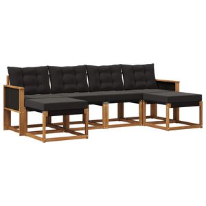 vidaXL Outdoor-Sofagarnitur mit Kissen 6 pcs Nat&uuml;rlich und Schwarz