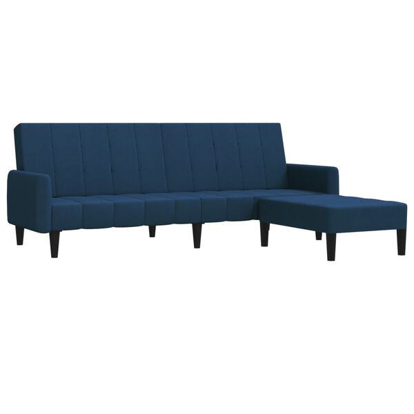 vidaXL Schlafsofa 2-Sitzer mit Hocker Blau Samt