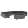 vidaXL 12-tlg. Garten-Lounge-Set mit Kissen Grau Poly Rattan