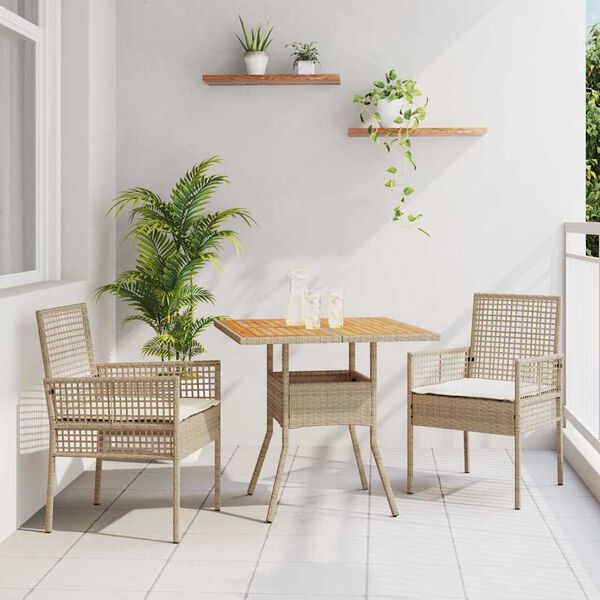 vidaXL Garten Essgruppe 3 pcs Beige Poly Rattan