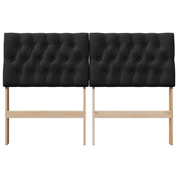 vidaXL Gepolstertes Kopfteil Schwarz 140 cm Massives Kiefernholz