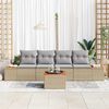 vidaXL Garten-Sofa-Set mit Kissen mit Speicher 5 pcs Beige Poly Rattan