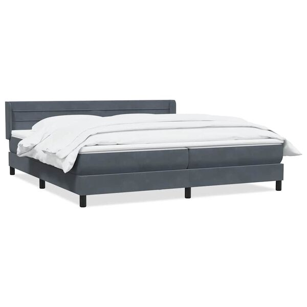 vidaXL Boxspringbett mit Matratze Dunkelgrau 180x220 cm Samt