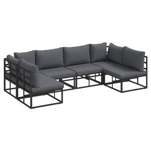 vidaXL Gartensofa-set mit Kissen 6 pcs Schwarz Aluminium