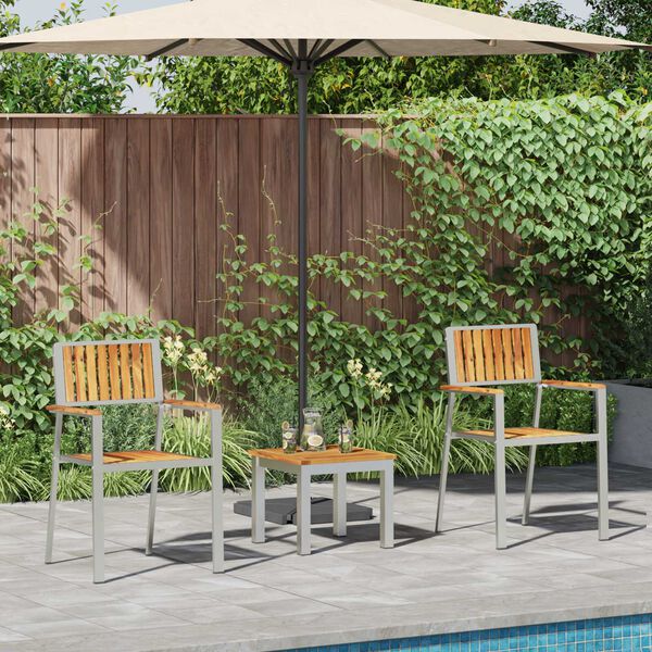 vidaXL Garten Essgruppe 3 pcs Braun Massivholz Teak