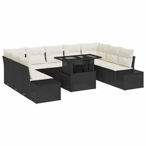 vidaXL Gartensofa-set 10 stk. Schwarz und Creme Poly-Rattan