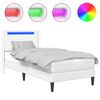 vidaXL Bettrahmen mit LED-Lichtleisten Wei&szlig; 90 x 200 cm Kunstleder