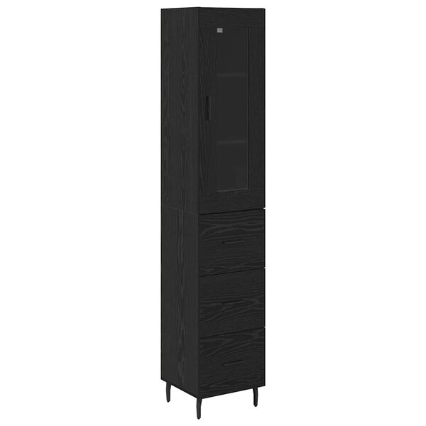vidaXL Highboard Schwarz Eichen-Optik 34,5 x 34 x 180 cm Holzwerkstoff