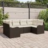 vidaXL Garten-Sofa-Set mit Kissen 6 pcs Braun und Wei&szlig; Poly Rattan