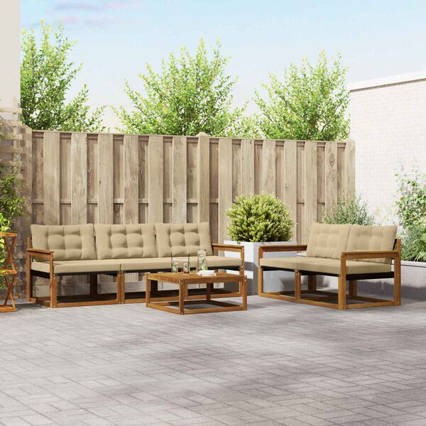 vidaXL Outdoor-Sofagarnitur mit Kissen 6 pcs Natur und Beige