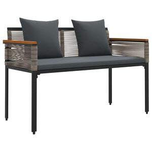 vidaXL Bank Outdoor Grau und Dunkelgrau 117 x 54 x 74,5 cm Poly-Rattan