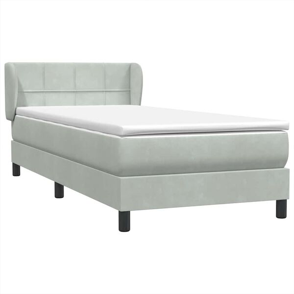vidaXL Boxspringbett mit Matratze Hellgrau 90x210 cm Samt