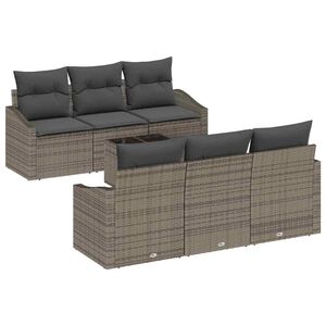 vidaXL Sofa Set mit Kissen mit Kissen 7 pcs Grau Poly Rattan