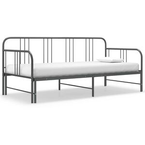 vidaXL Ausziehsofa Bettgestell Grau Metall 90x200 cm