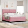 vidaXL LED Boxspringbett mit Matratze Rosa 180 x 200 cm Samt