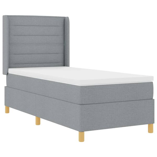 vidaXL Boxspringbett mit Matratze Hellgrau 90 x 200 cm Stoff