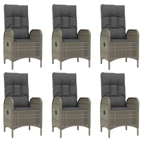 vidaXL 9-tlg. Garten-Essgruppe mit Kissen Grau Poly Rattan