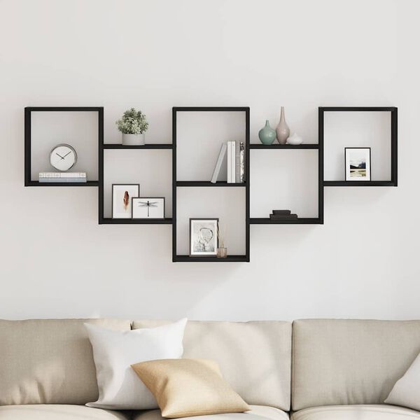 vidaXL Wandregal Schwarz Eichen-Optik 159x18x66 cm Holzwerkstoff