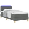 vidaXL LED Boxspringbett mit Matratze Dunkelgrau 90 x 190 cm Stoff