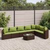 vidaXL 8-tlg. Garten-Sofagarnitur mit Kissen Braun Poly Rattan