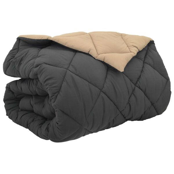 vidaXL Winterbettdecke Anthrazit und Taupe 240 x 200 cm Mikrofaser