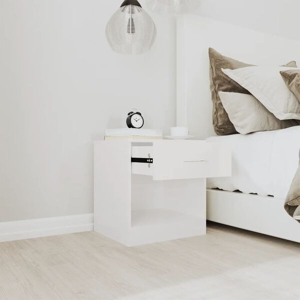 vidaXL Nachttische 2 Stk. mit Schublade Hochglanz-Wei&szlig;