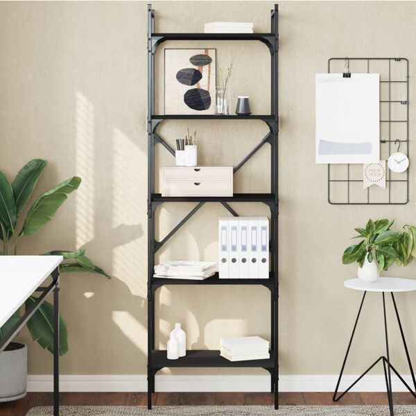 vidaXL B&uuml;cherregal 5 F&auml;cher Schwarz 56x31,5x174 cm Holzwerkstoff