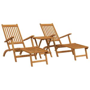 vidaXL Gartenliegen mit Fu&szlig;teil und Tisch Massivholz Akazie