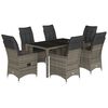 vidaXL 7-tlg. Garten-Essgruppe mit Kissen Grau Poly Rattan