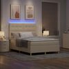 vidaXL LED Boxspringbett mit Matratze Creme 140 x 200 cm Stoff