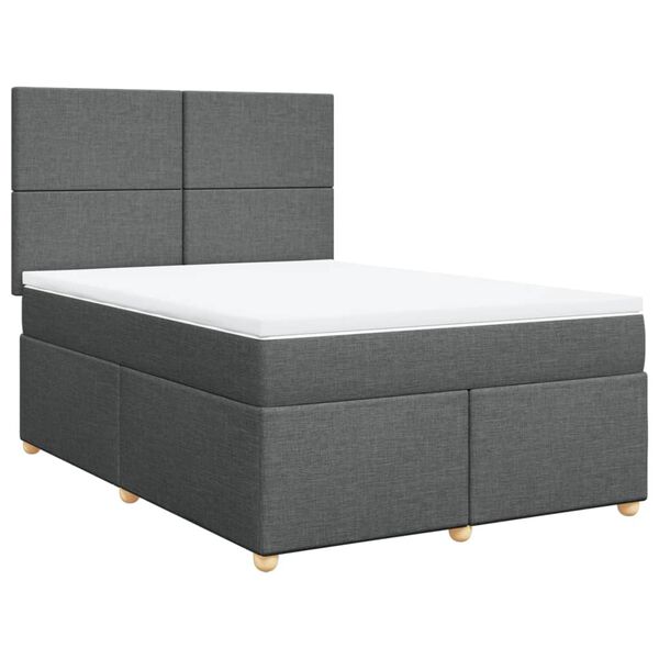 vidaXL Boxspringbett mit Matratze Dunkelgrau 140x200 cm Stoff