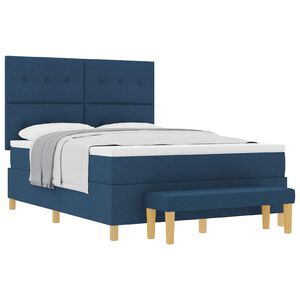 vidaXL Boxspringbett mit Matratze mit Kopfteil Blau 140 x 190 cm Stoff