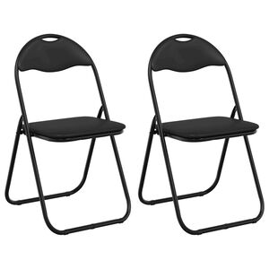 vidaXL Klappstuhl 2 stk. Kunstleder Schwarz 48 x 43,5 x 81 cm
