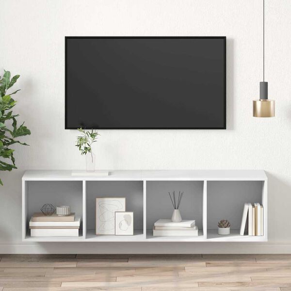 vidaXL TV-Wandschrank Weiß 37x37x142,5 cm Holzwerkstoff