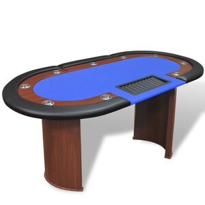 vidaXL Pokertisch f&uuml;r 10 Spieler mit Dealerbereich und Chipablage Blau