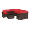 vidaXL 9-teiliges Gartensofa-Set mit Kissen, braun, Polyrattan