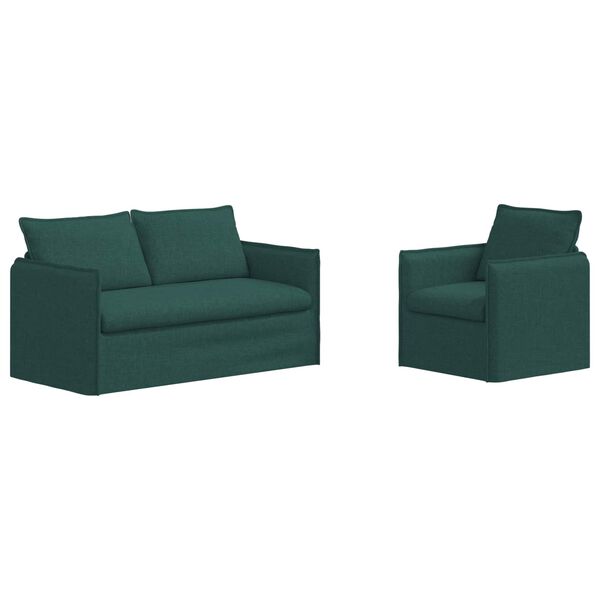 vidaXL Sofa Set 2 pcs Dunkelgr&uuml;n 196 x 82 x 85 cm Stoff